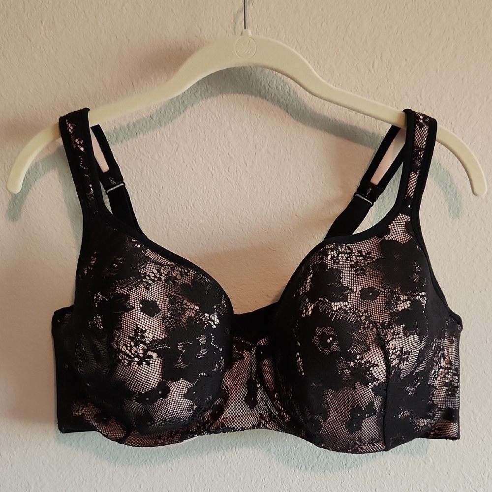 Cacique Black Lace Bra with Underwire and Adjustable Straps